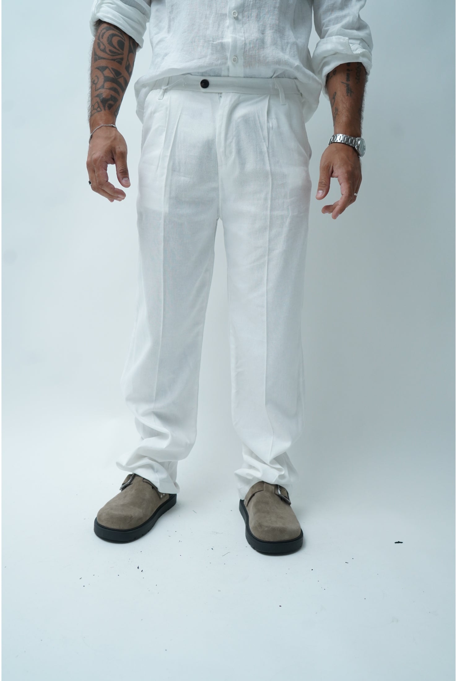 Pantalone in lino PU3391 fondo ampio