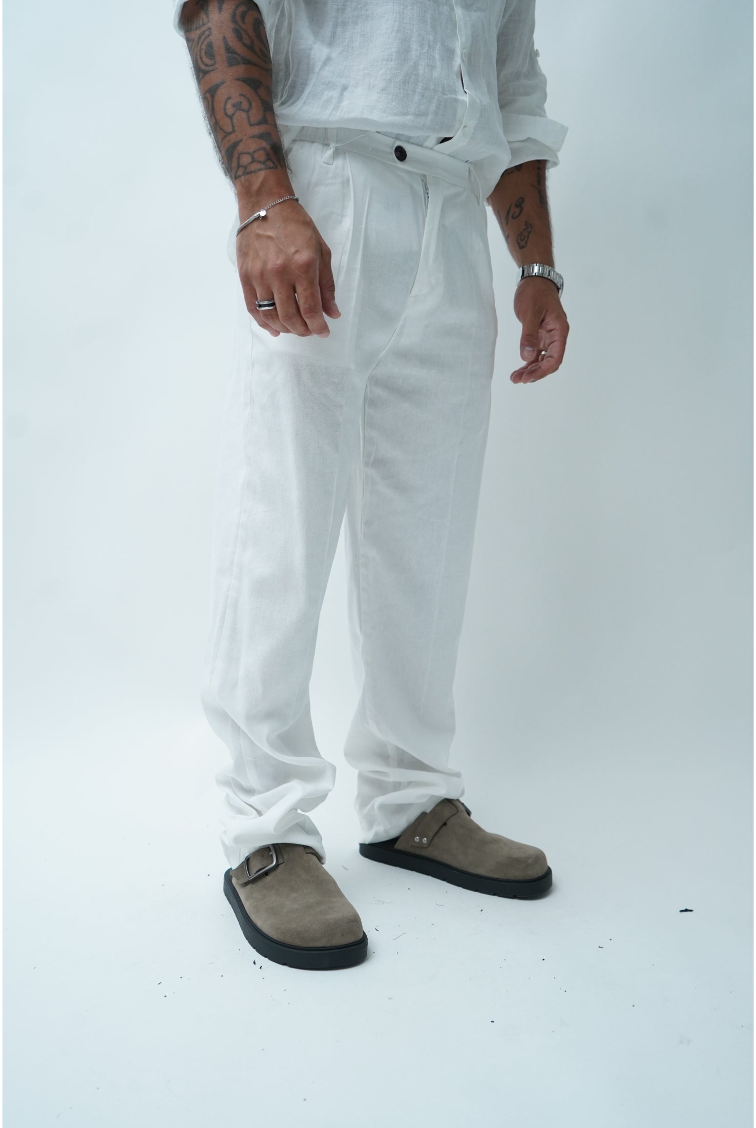 Pantalone in lino PU3391 fondo ampio