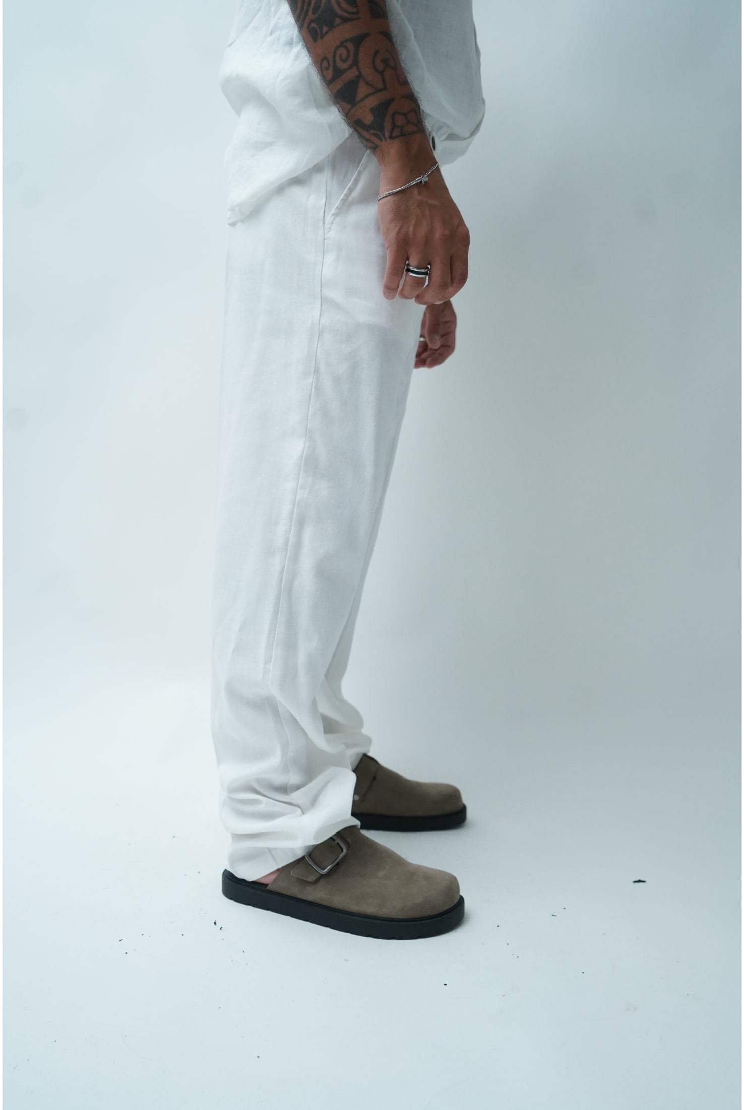 Pantalone in lino PU3391 fondo ampio