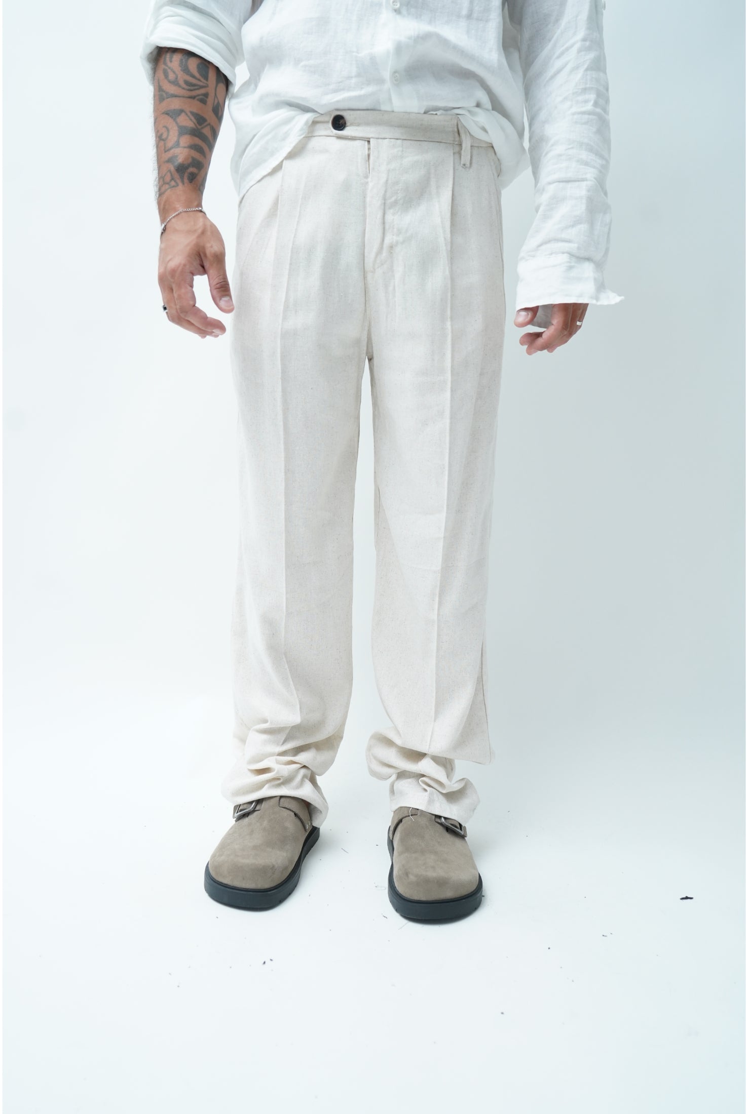 Pantalone in lino PU3391 fondo ampio