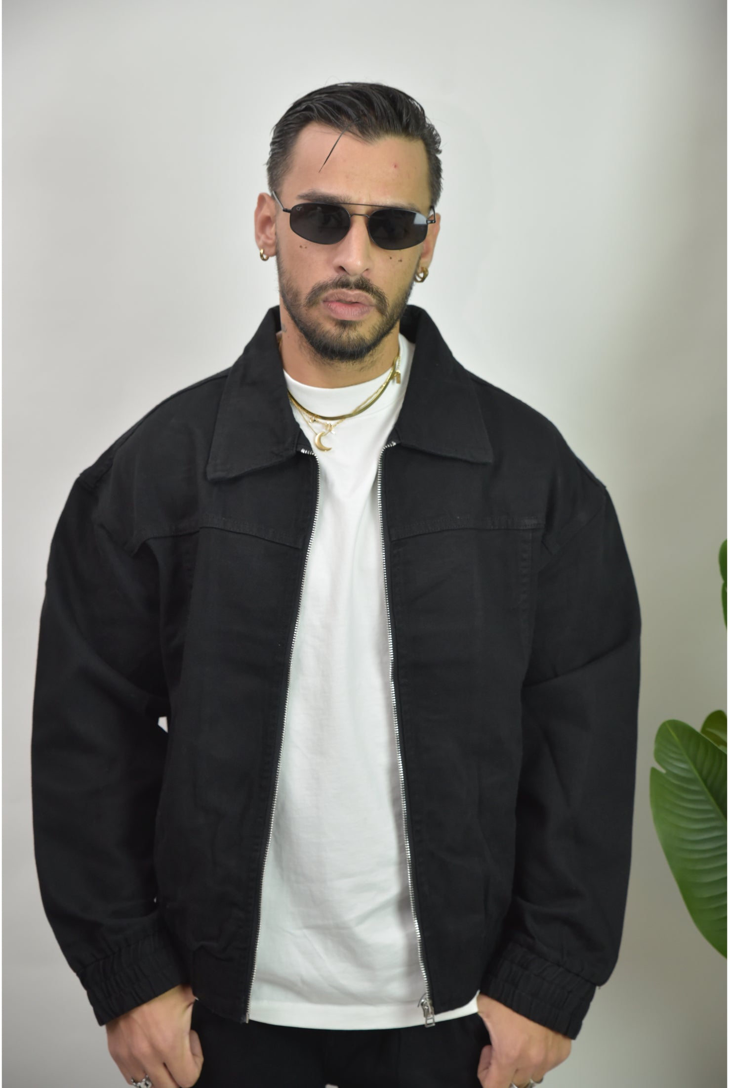 Coordinato zip black denim 2221a