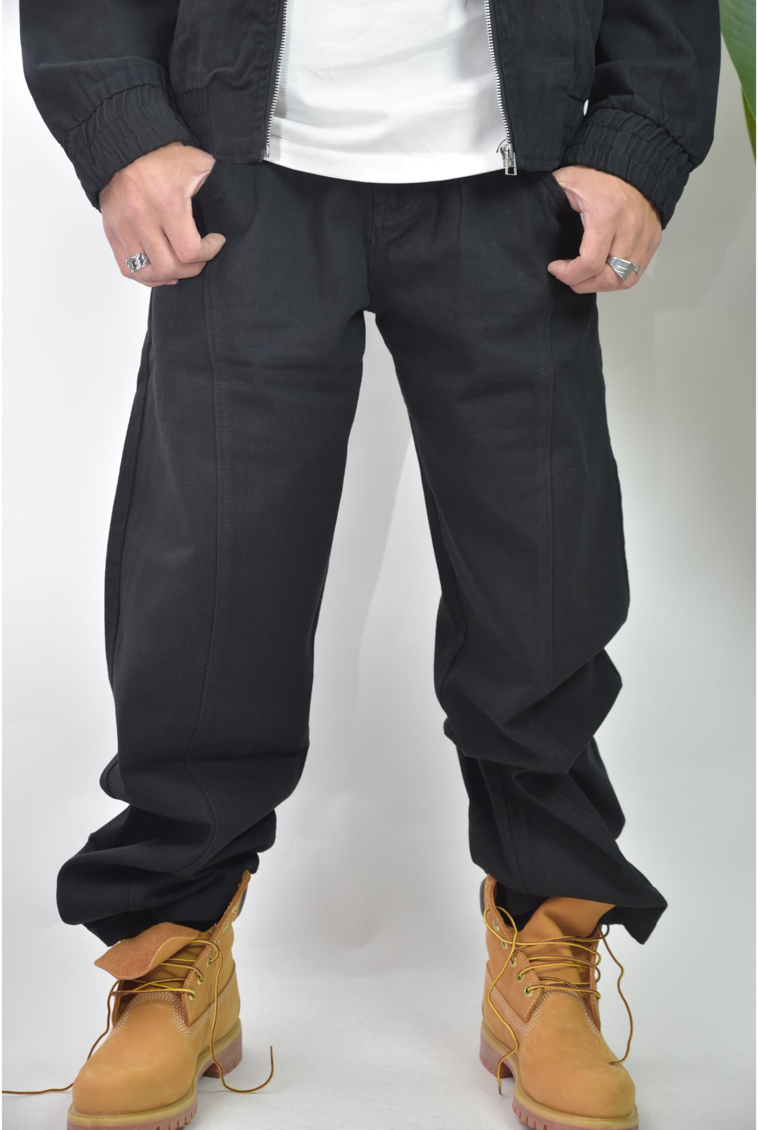 Coordinato zip black denim 2221a