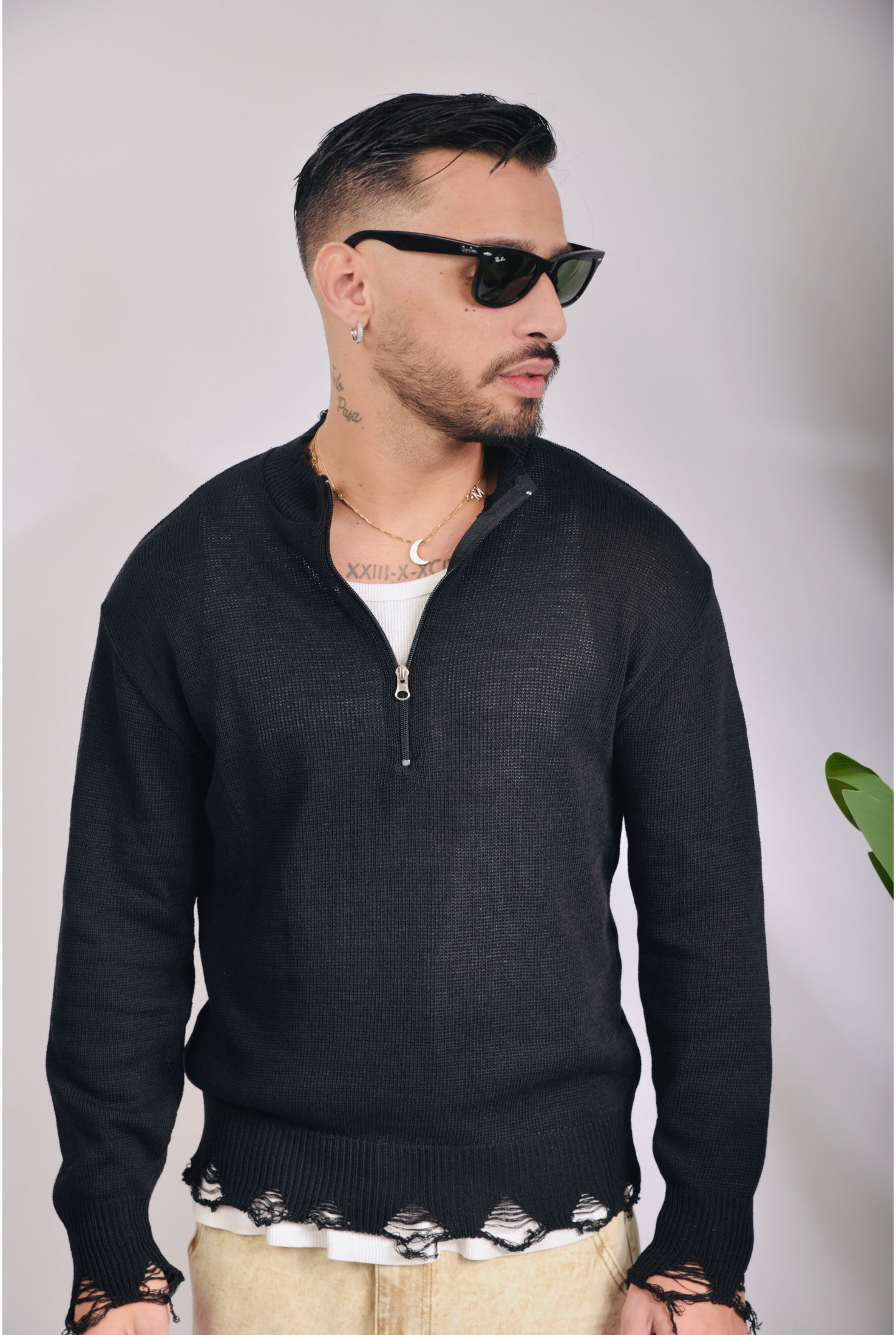 Maglioncino 1/2 zip rotture