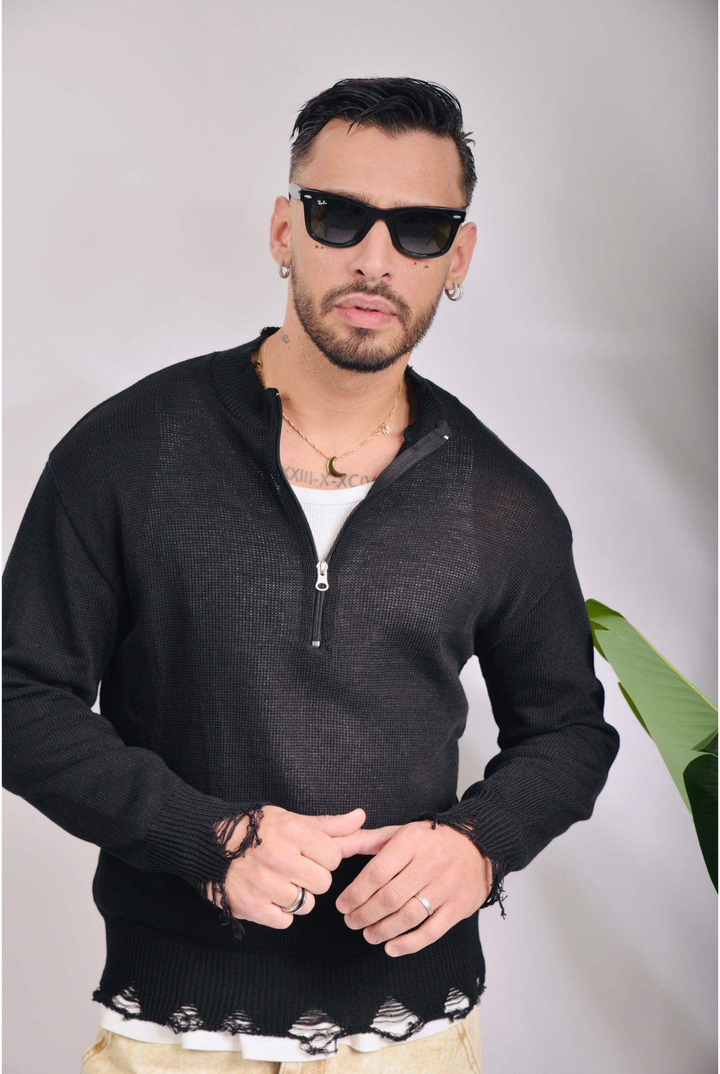 Maglioncino 1/2 zip rotture