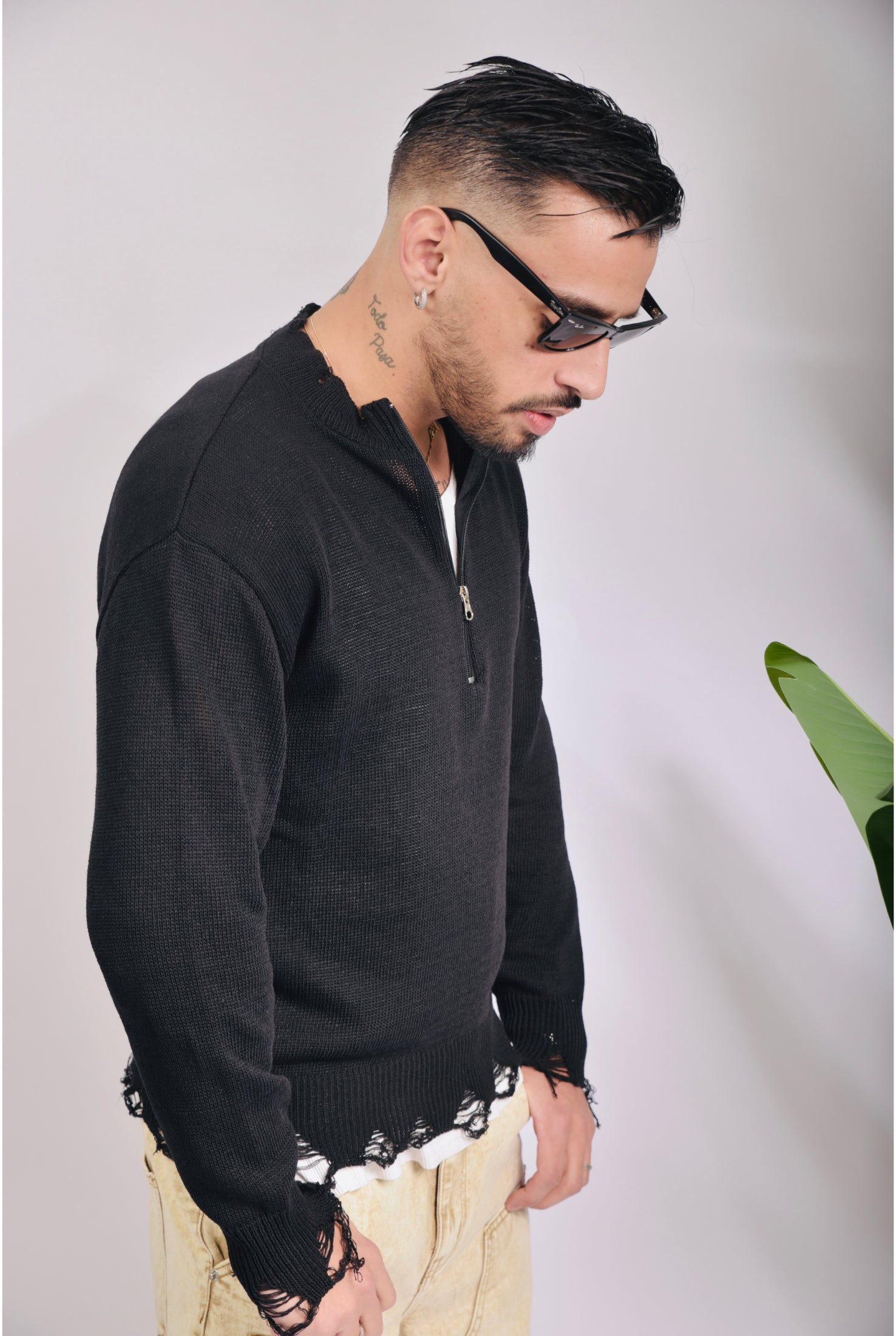 Maglioncino 1/2 zip rotture