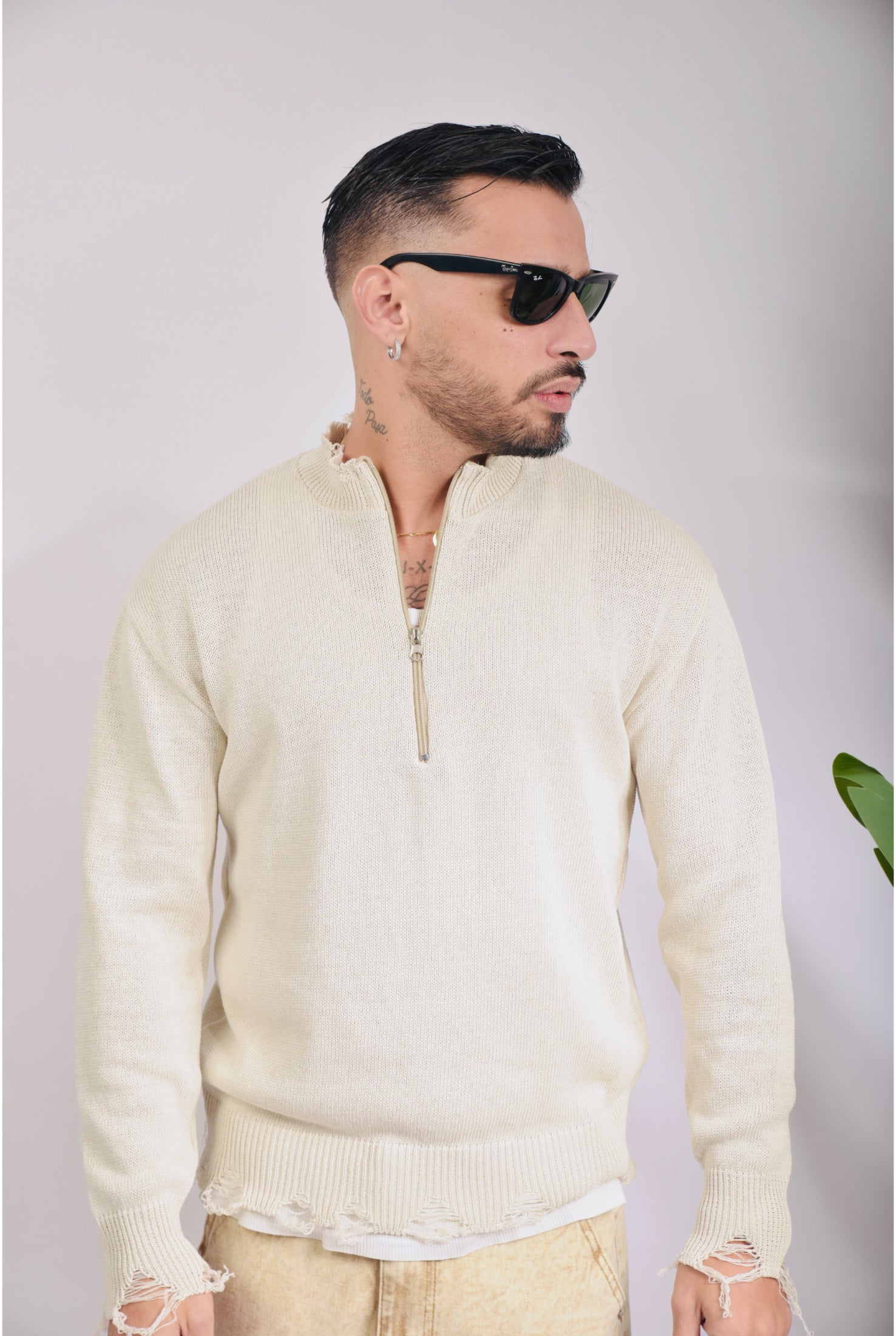 Maglioncino 1/2 zip rotture