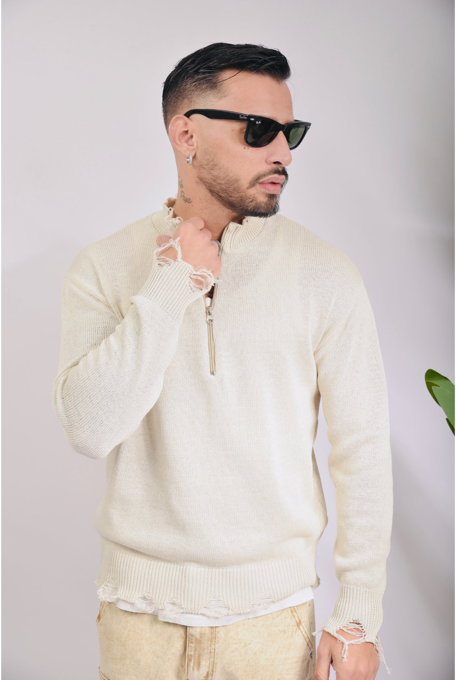 Maglioncino 1/2 zip rotture