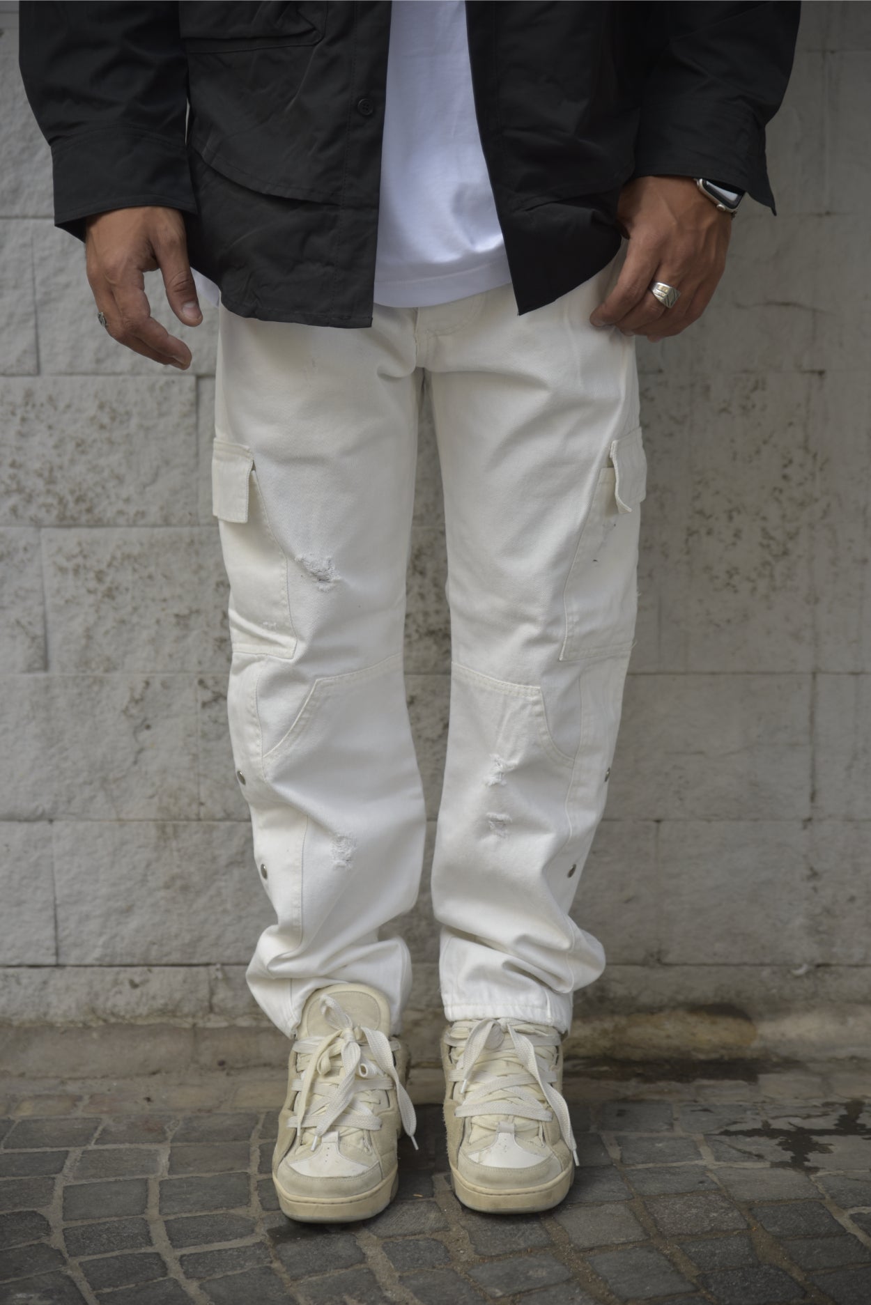 Jeans CIANOTIC STRAIGHT FIT cargo used white