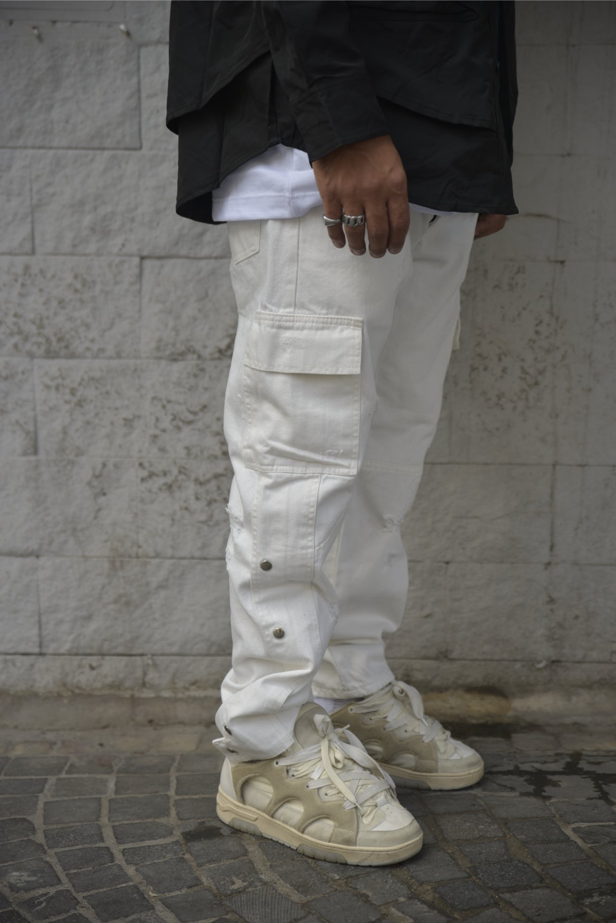 Jeans CIANOTIC STRAIGHT FIT cargo used white