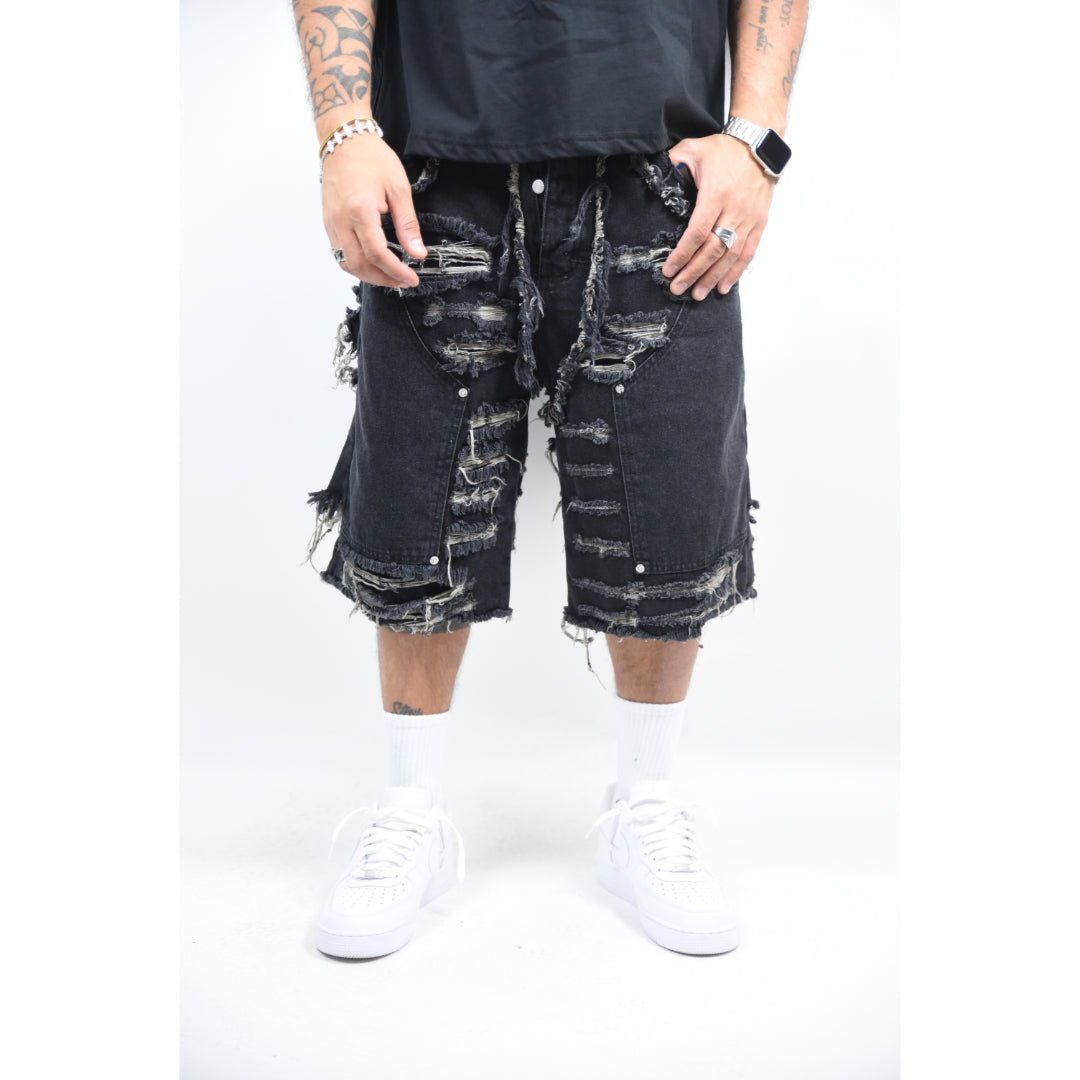 Jeans short CIANOTIC  Carpenter ripped black