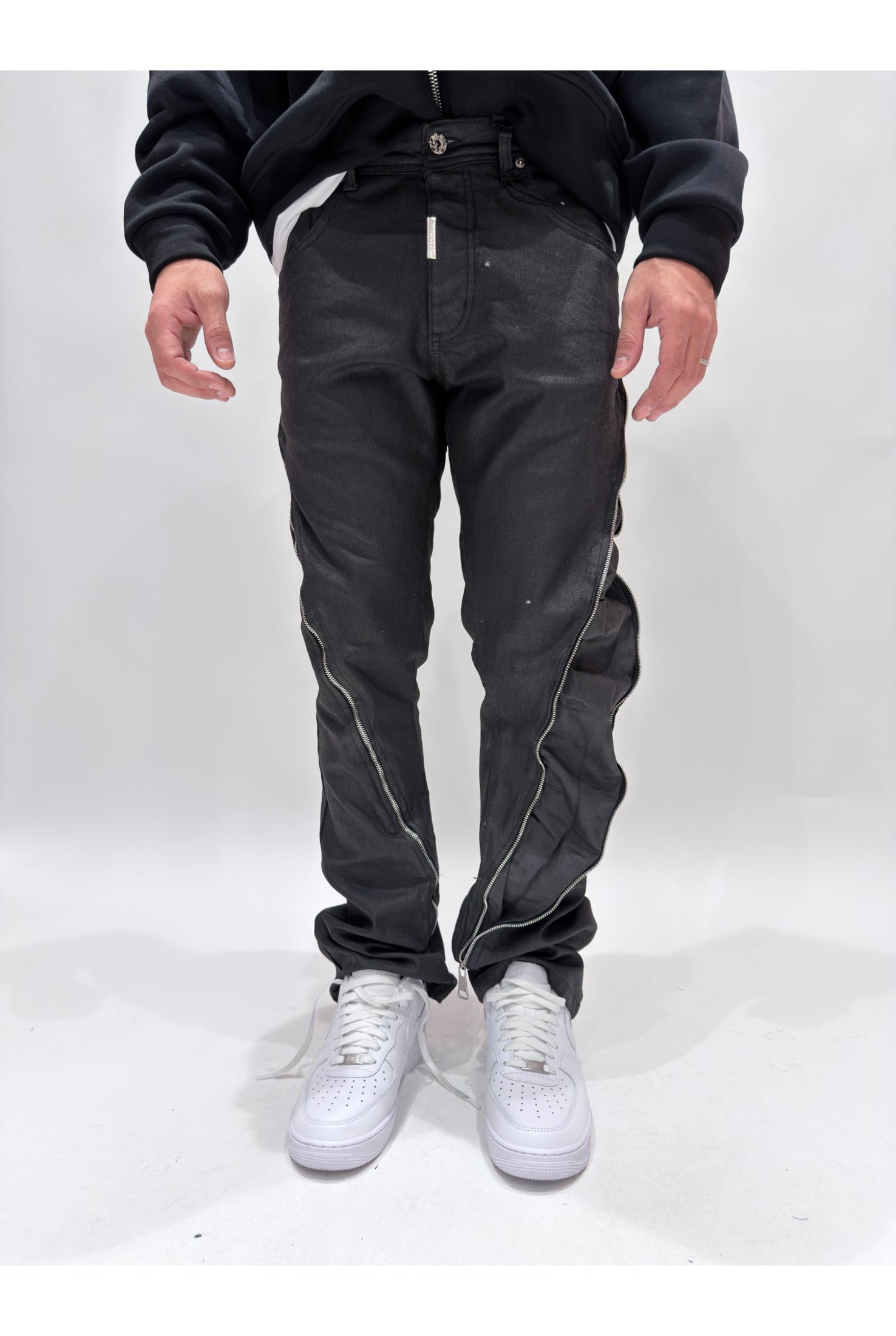 Jeans CIANOTIC Flare spalmato zip