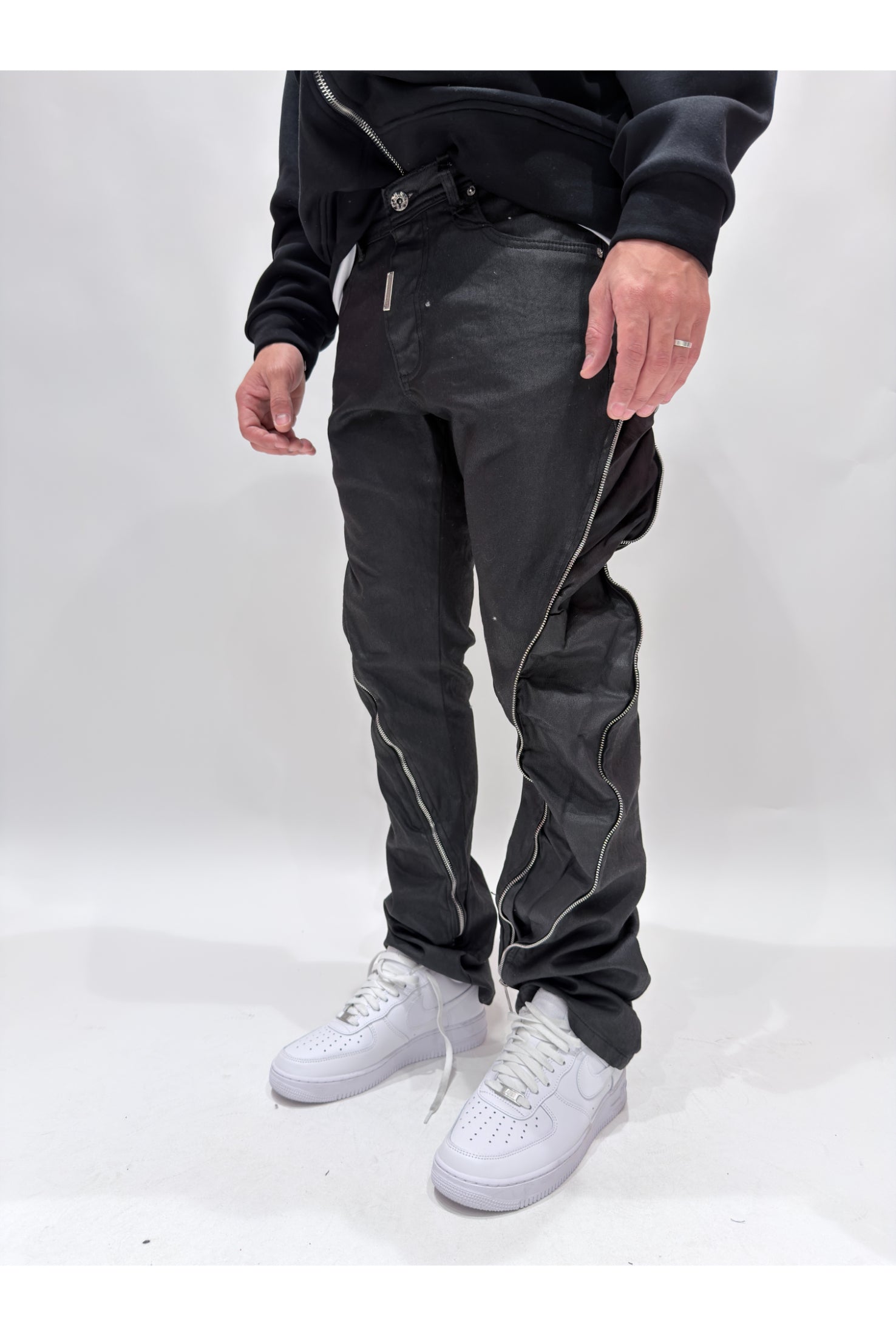 Jeans CIANOTIC Flare spalmato zip