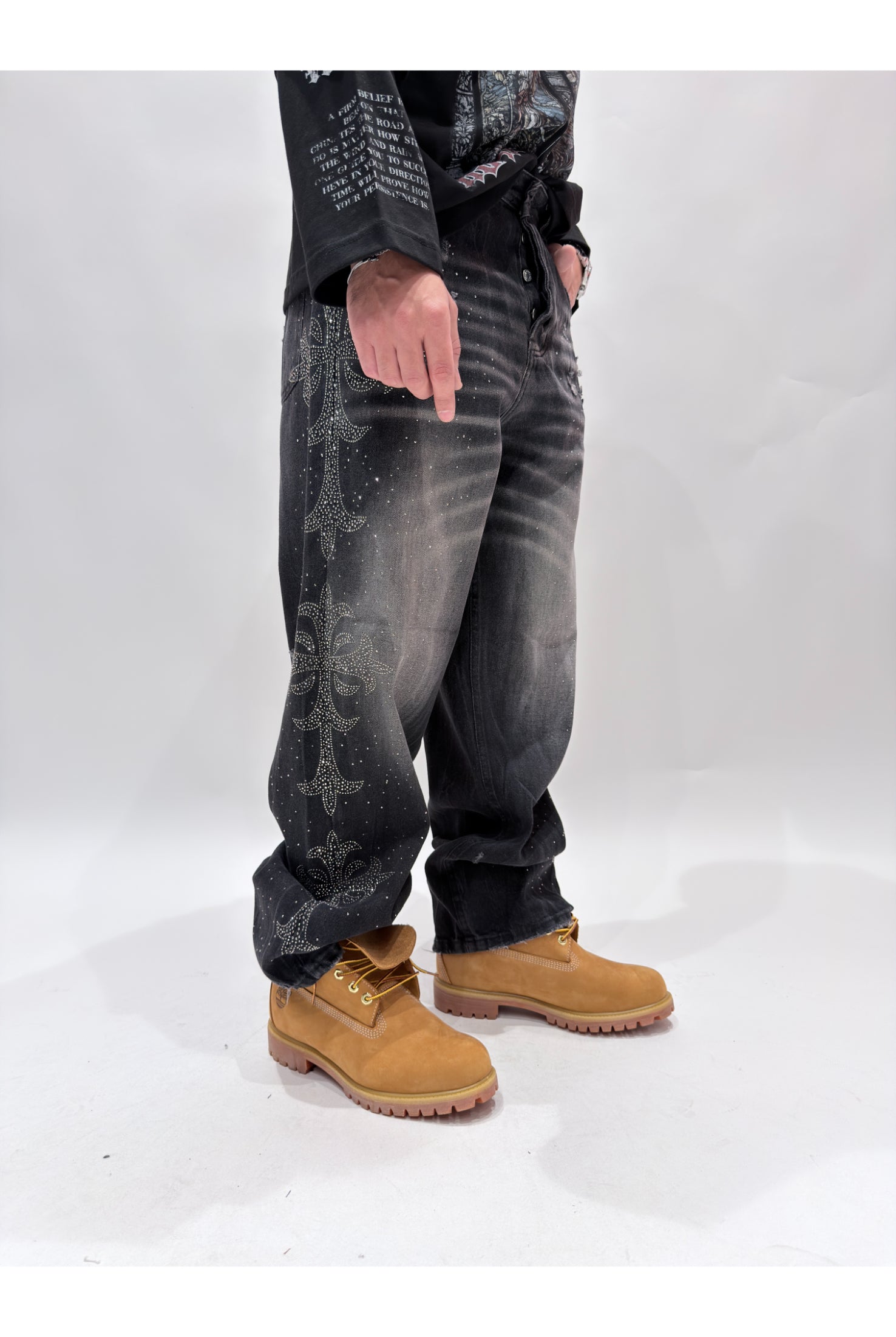 Jeans CIANOTIC Super baggy cross brillantini