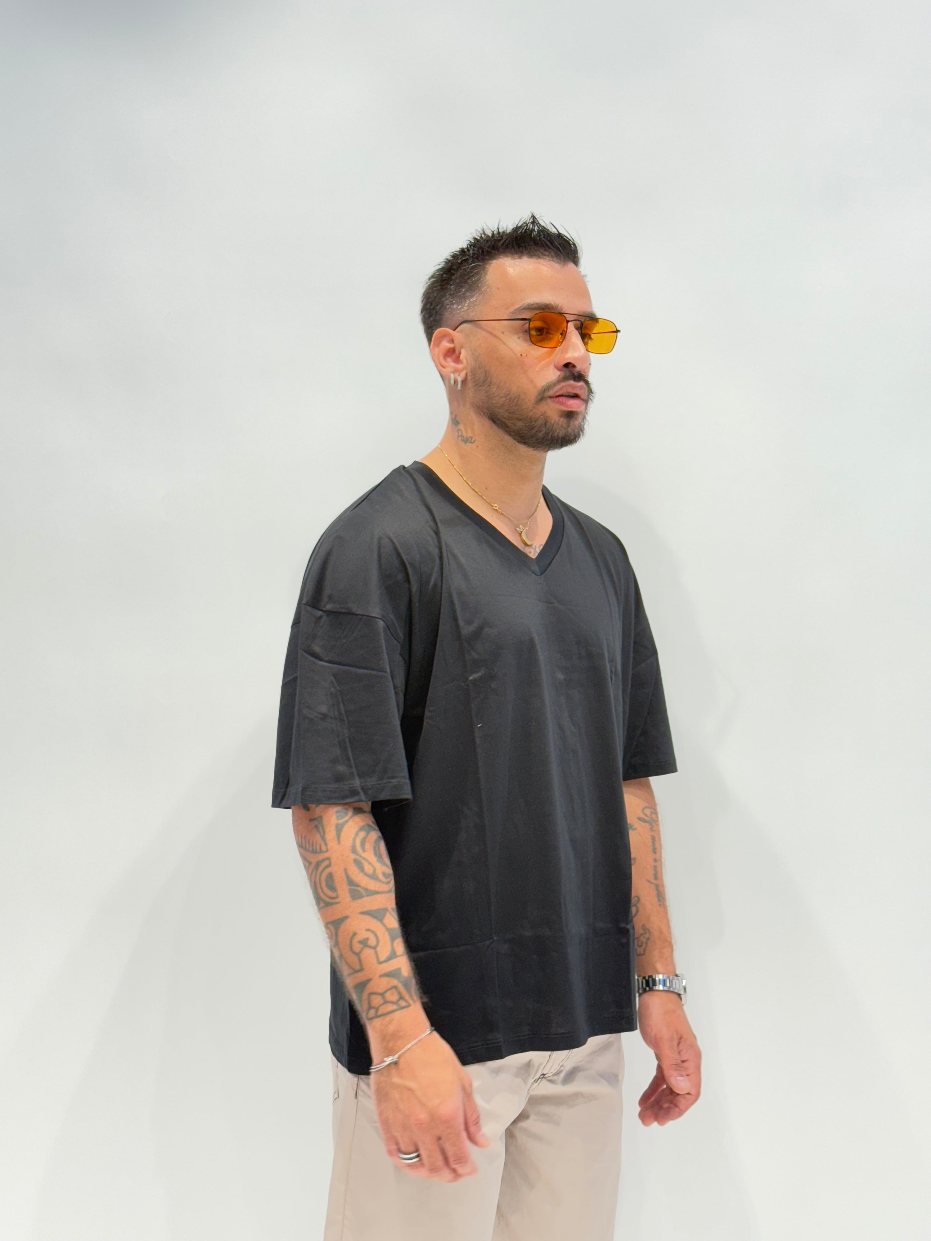 T-shirt in filo di scozia V NJB